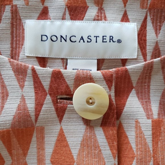 EUC *DONCASTER* Women's Orange/Tan Cotton Silk Blend Blazer Jacket 10 - Picture 10 of 11